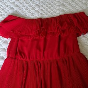 Shoulder off red dress